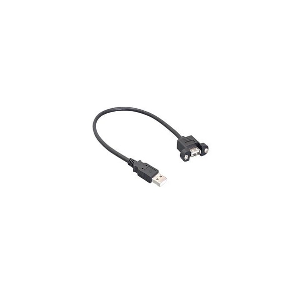 Cable Wholesale USB 2.0 Panel Mount Extension Cable, Type A Male to Panel Mount Female, Black, 3 Foot 10U2-24103 - main
